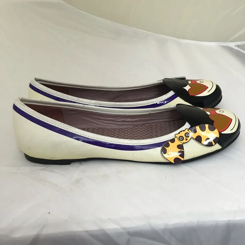 Marc by Marc Jacobs NEW Girl Cat Leather Ballet Flats Shoes Patent Rubber Soles - Picture 2 of 13